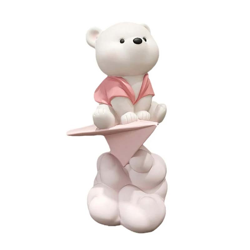 Escultura Decorativa Ursinho Avião de Papel Pink - Decora Quarto de Bebê | TrendHaus - Decoração para Casa