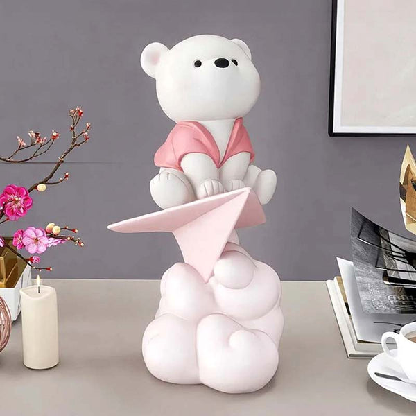 Escultura Decorativa Ursinho Avião de Papel Pink | TrendHaus - Decoração para Casa