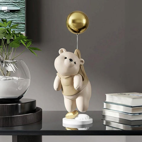 Escultura Decorativa Ursinho Balaão Bege | TrendHaus - Decoração para Casa