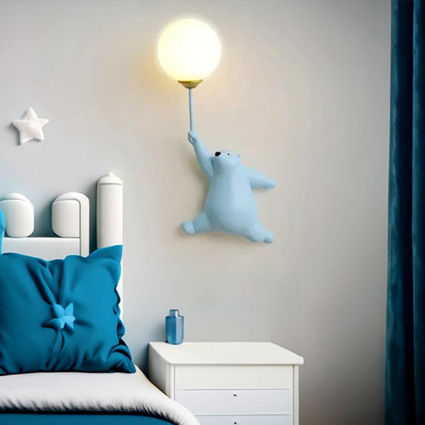 Luminária de Parede Ursinho Lua Azul no Quarto| TrendHaus - Decoração para Casa