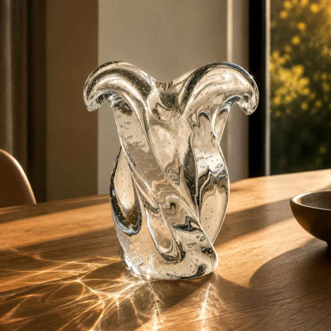 Vaso Murano Decorativo Argus Transparente em sala de estar sofisticada | TrendHaus