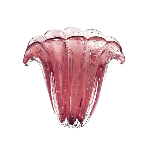Vaso Murano Decorativo Firenze Vintage Rosé em cristal soprado à mão com tom rosé sutil | TrendHaus