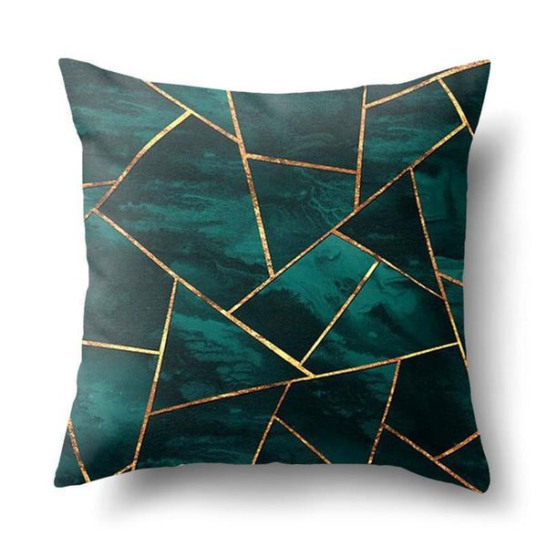 Capa de Almofada Blue Gold Triangles - TrendHaus
