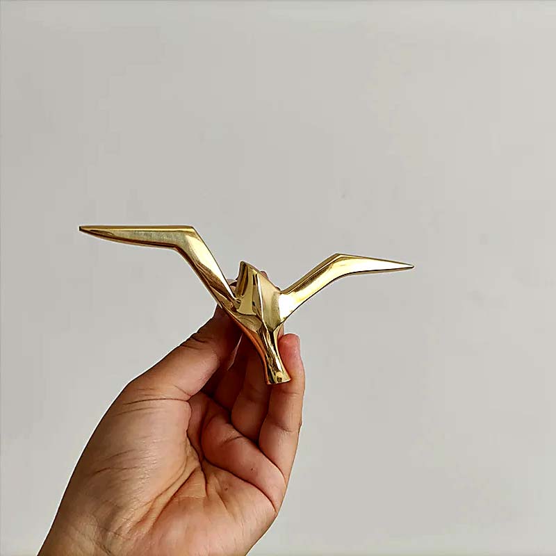 Escultura de Parede em Metal Gaivotas Dourada 2 | TrendHaus - Decoração para Casa