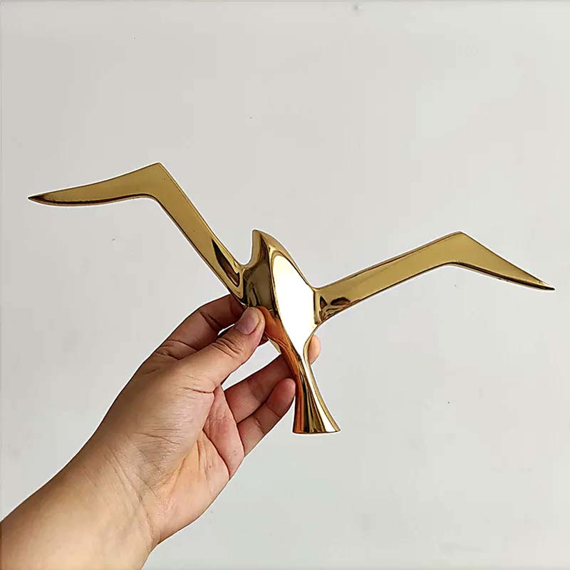 Escultura de Parede em Metal Gaivotas Dourada | TrendHaus - Decoração para Casa