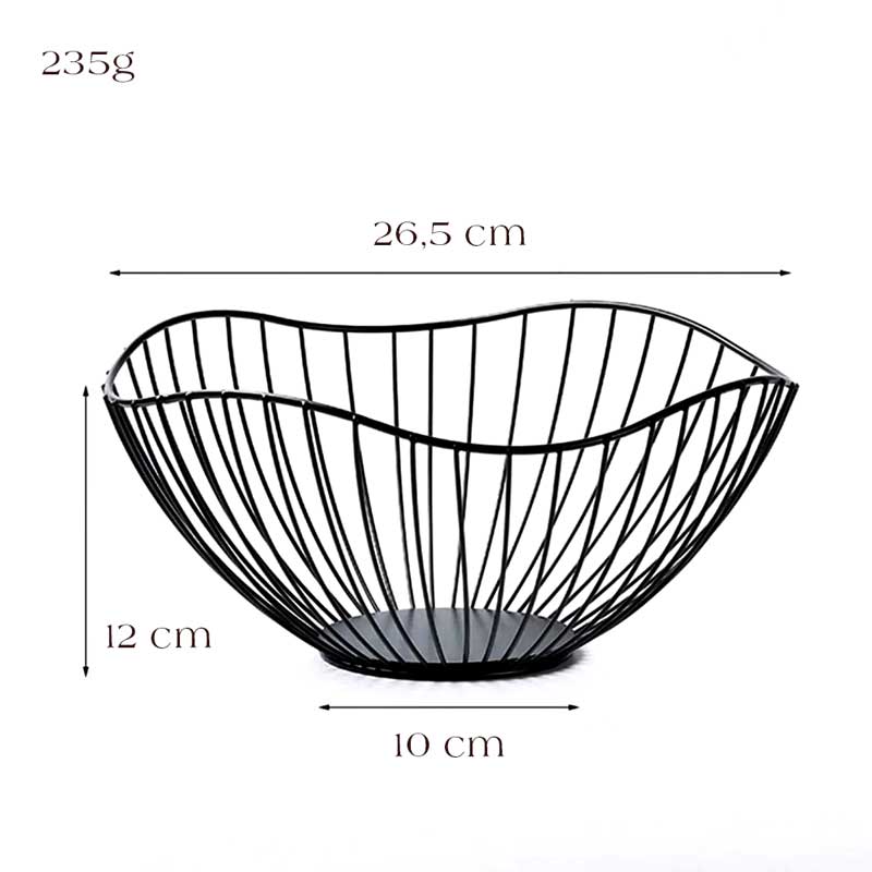 Fruteira de Mesa Wire Bowl Preta - Medidas | TrendHaus - Decoração para Casa