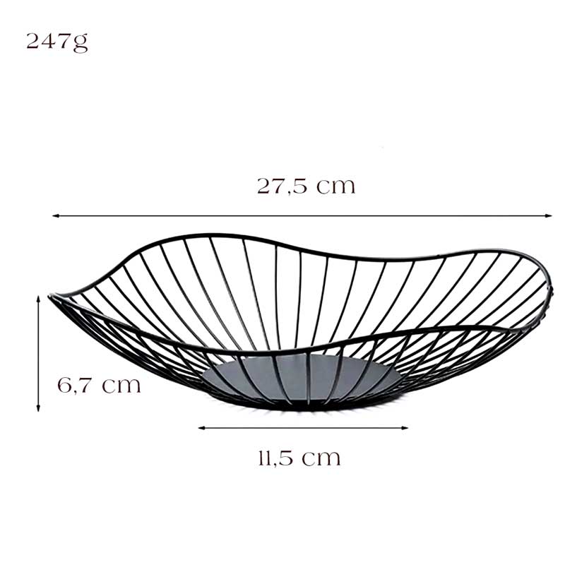 Fruteira de Mesa Wire Wide Preta - Medidas| TrendHaus - Decoração para Casa