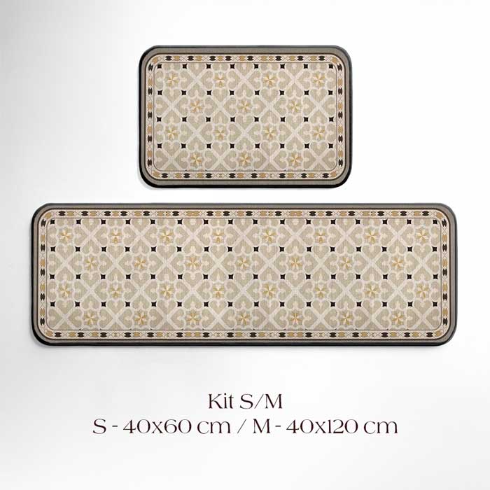 Kit de Tapetes para Cozinha Impermeável Ladrilhos Modelo C S/M | TrendHaus - Decoração para Casa