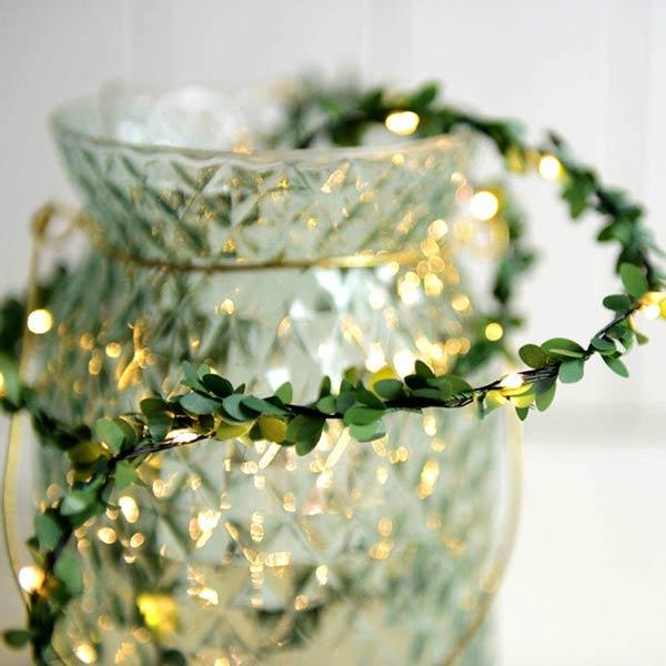 Fio de Luzes Vime Folhas Verde - Luminária - Fairy Lights - Luz de Natal | TrendHaus - Decoração para Casa