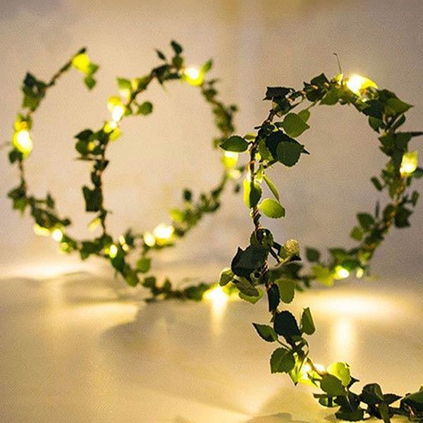 Fio de Luzes Vime Folhas Verde - Luminária - Fairy Lights - Luz de Natal | TrendHaus - Decoração para Casa