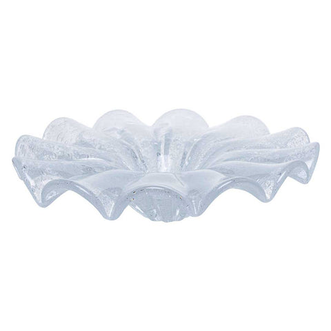 Centro de mesa em murano Yara Transparente Ice com efeito etéreo em cristal soprado à mão | TrendHaus