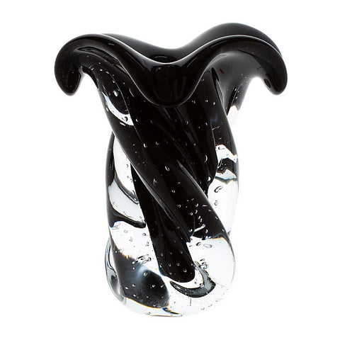 Vaso Murano Decorativo Argus Preto em cristal soprado à mão com presença escultural | TrendHaus