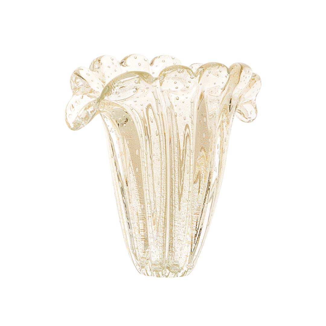 Murano Vaso Decorativo Firenze Transparente com Ouro 24K 2 | TrendHaus - Decoração para Casa