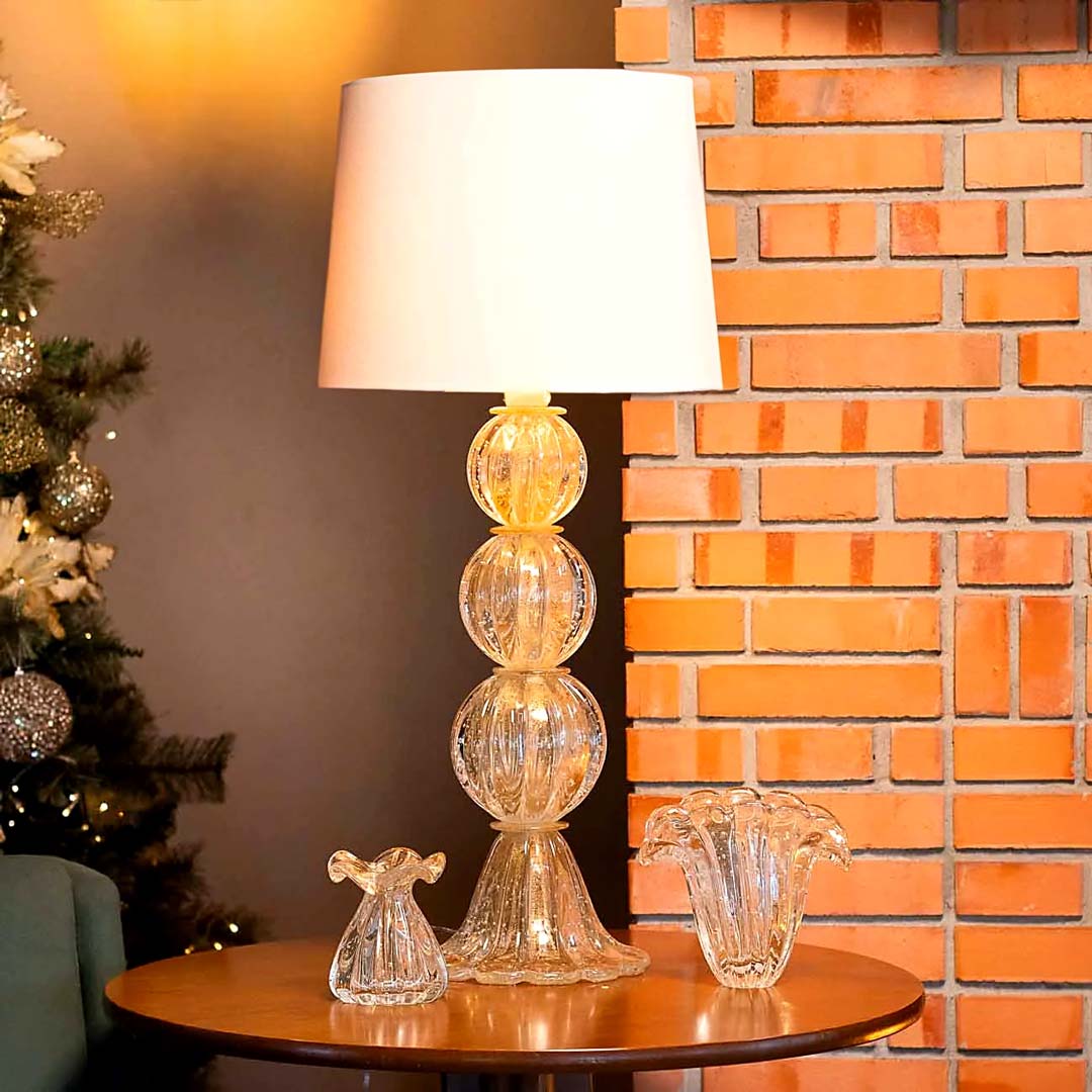 Murano Vaso Decorativo Firenze Transparente com Ouro 24K Decora Sala | TrendHaus - Decoração para Casa