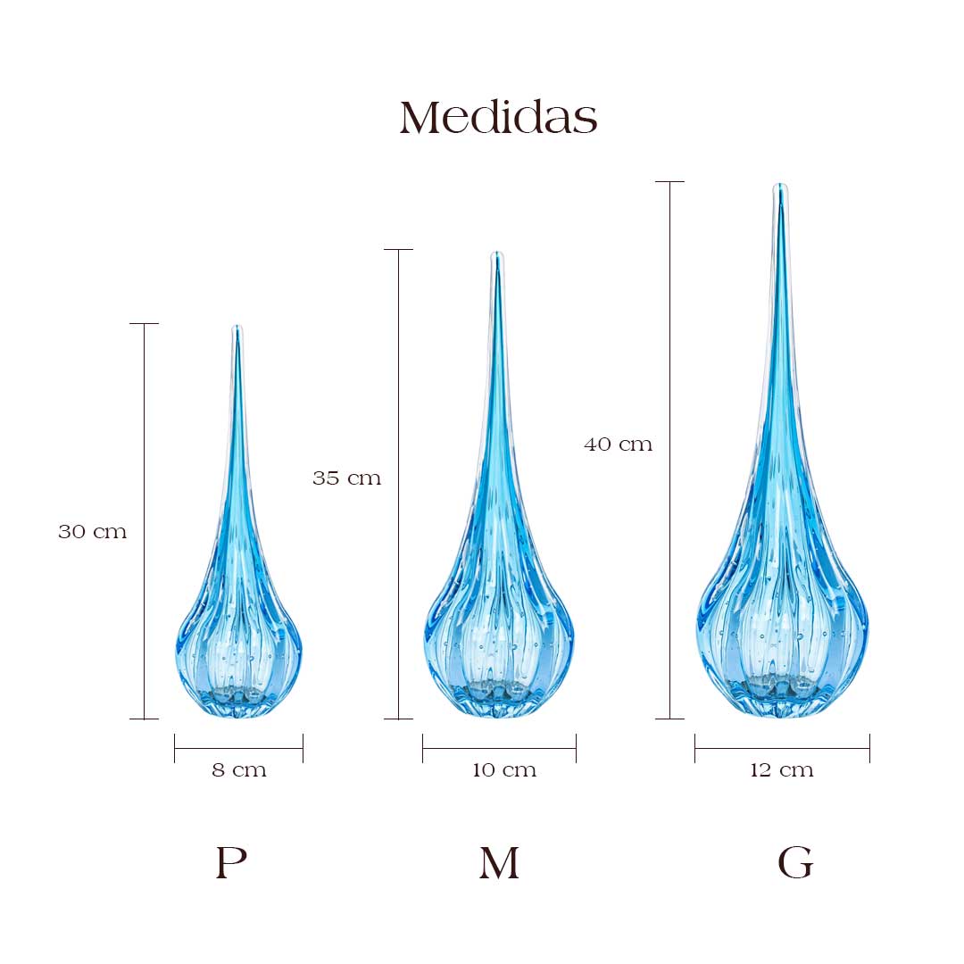 Murano Gota de Decoração Lighthouse Aquamarine Medidas | TrendHaus - Decoração para Casa