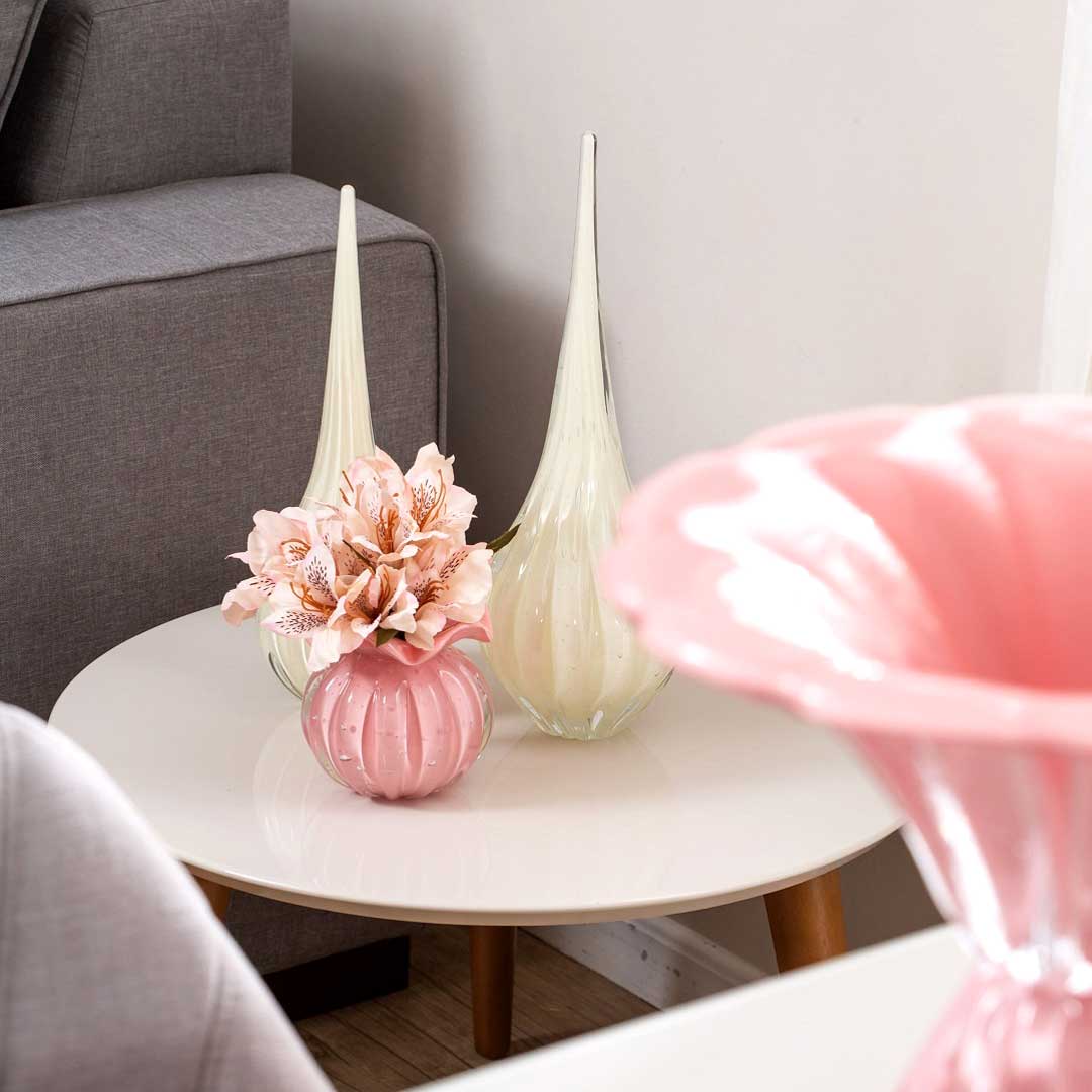 Murano Gota de Decoração Lighthouse Marfim com Verde Menta com Rosa Candy | TrendHaus - Decoração para Casa