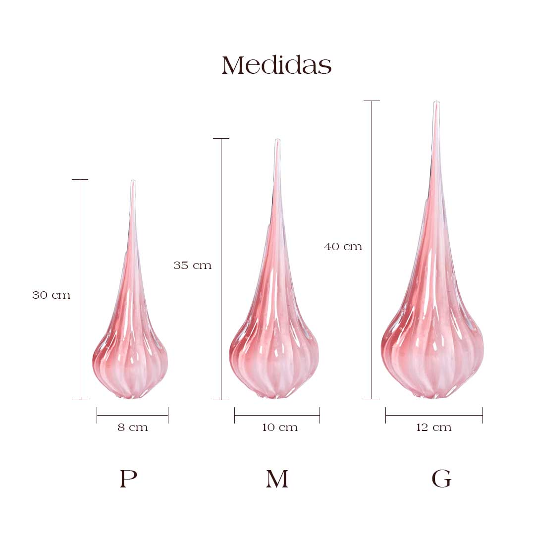 Murano Gota de Decoração Lighthouse Rosa Quartzo Medidas | TrendHaus - Decoração para Casa