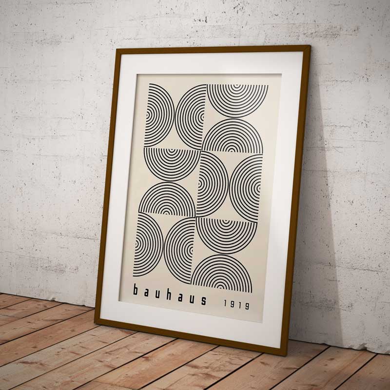 Quadro Decorativo Bauhaus Design Semi Círculos Branco | TrendHaus Decoração para Casa B