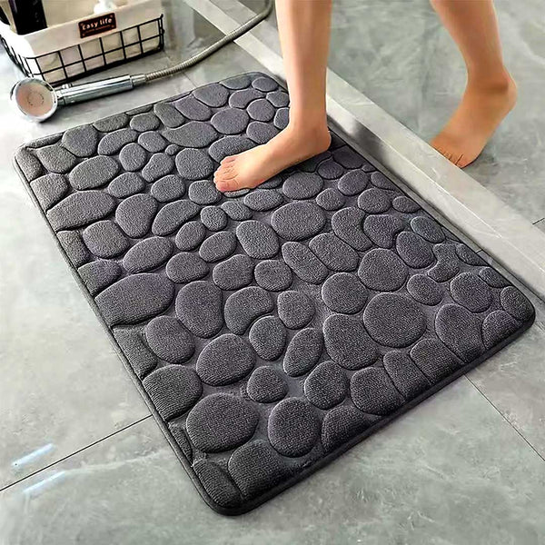 Tapete de Banheiro Antiderrapante Macio Pedras Cinza | TrendHaus - Decoração para Casa