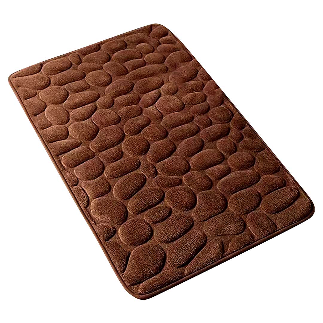 Tapete de Banheiro Antiderrapante Macio Pedras Marrom | TrendHaus - Decoração para Casa 04