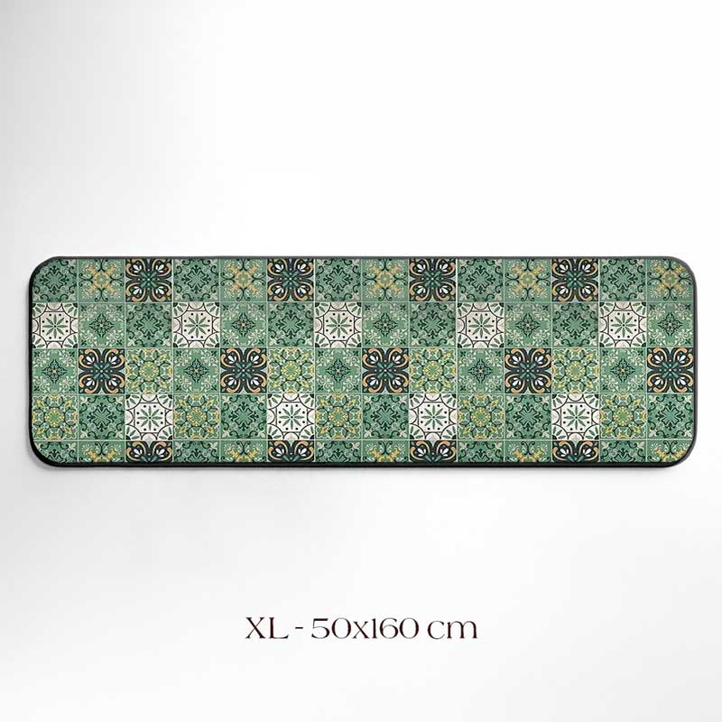 Tapete para Cozinha Impermeável Ladrilhos Verde XL 50x160 cm | TrendHaus - Decoração para Casa